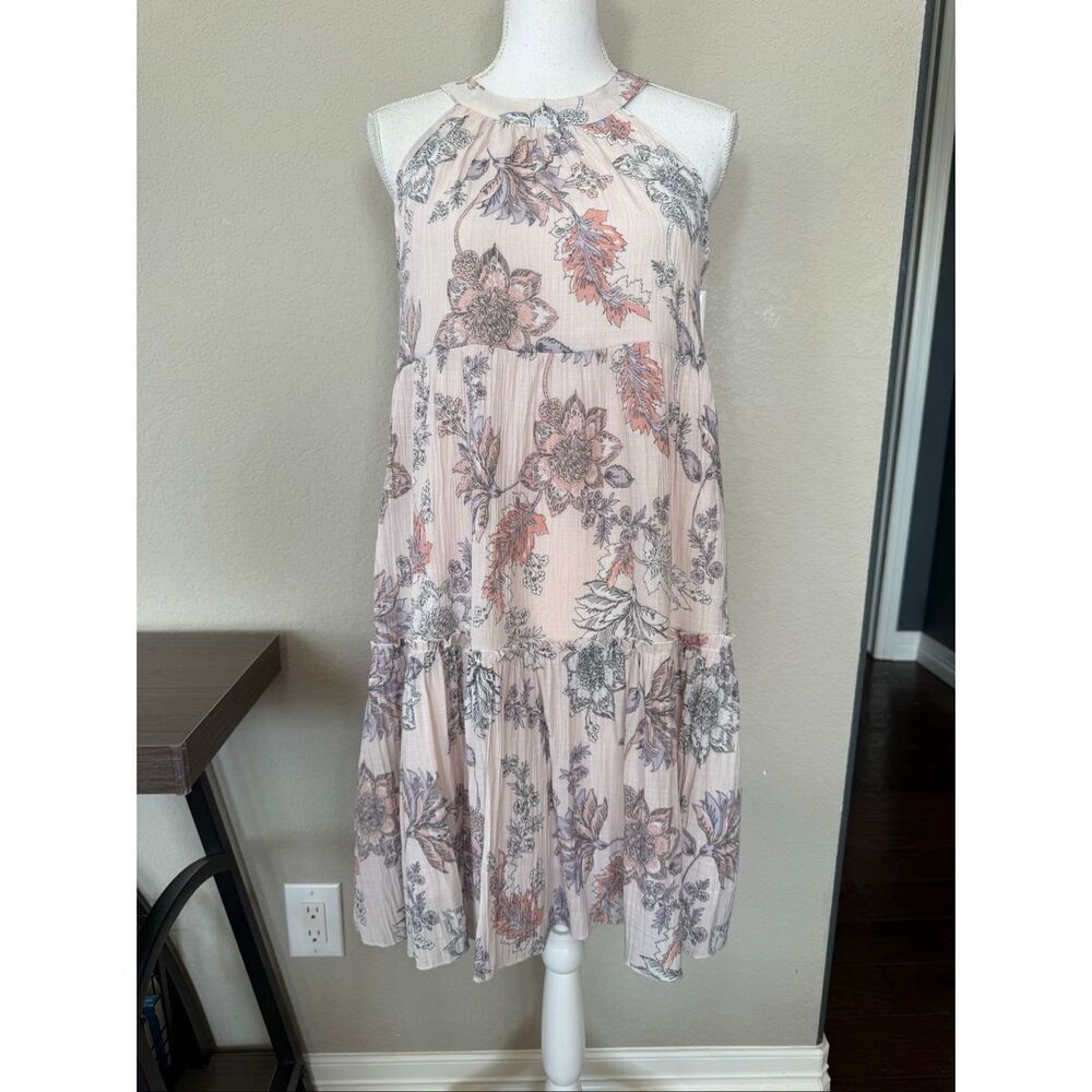 Mlle Gabrielle Floral Sleeveless Pink Dress Medium